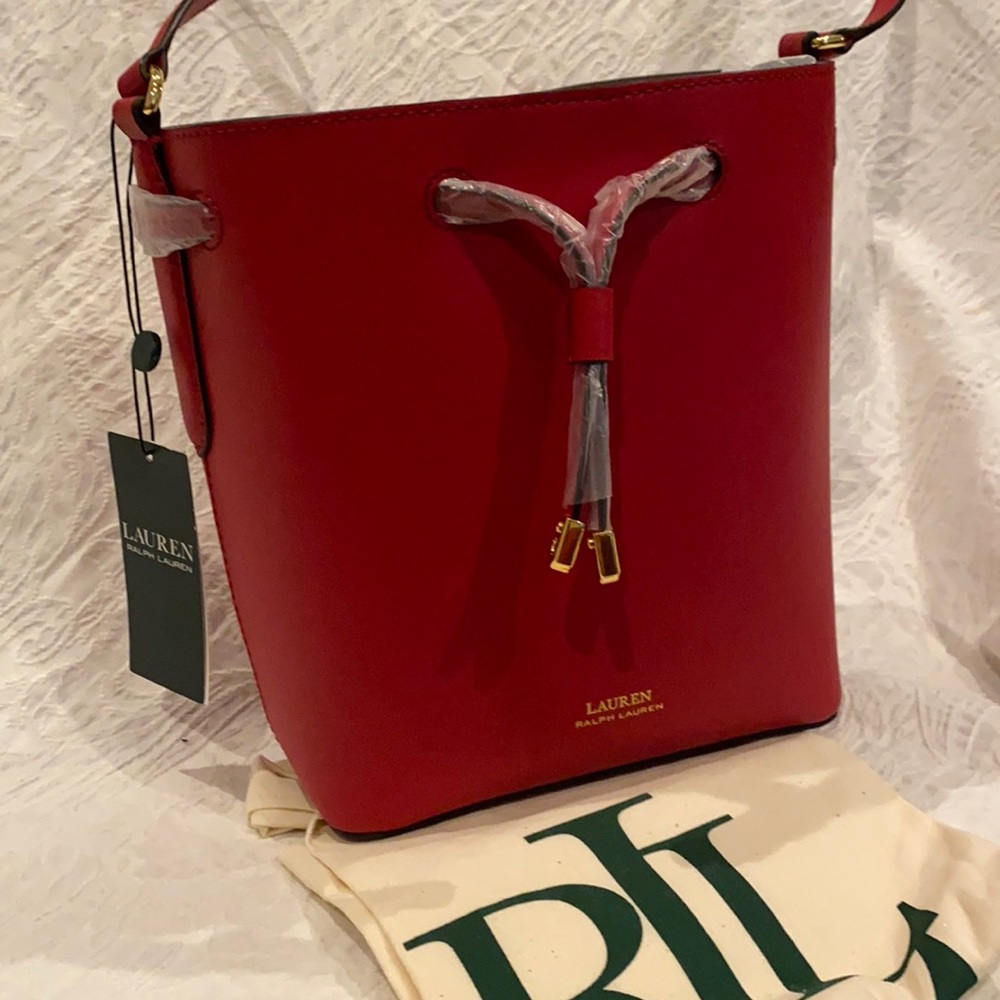 NWT Ralph Lauren Red Bucket Bag
